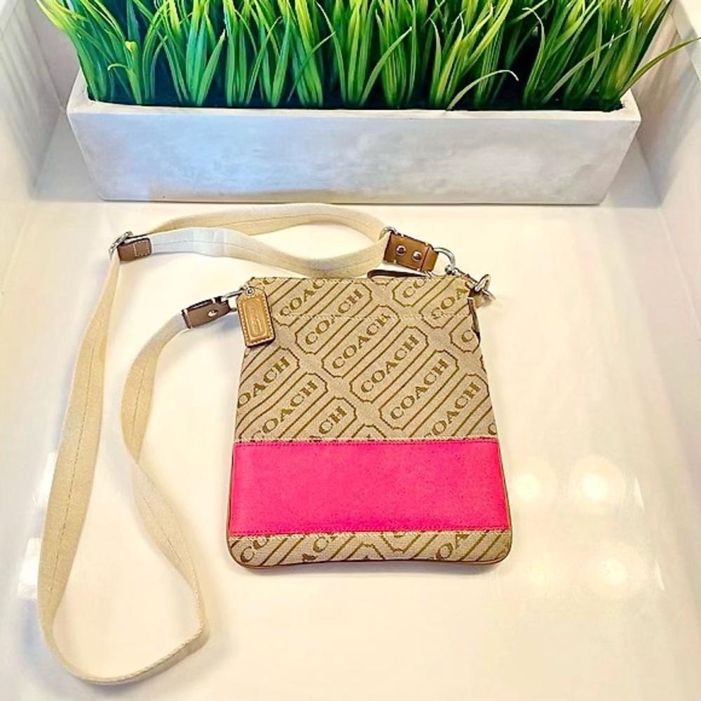 Coach Patchwork Pink & Tan Swingpack Crossbody Bag